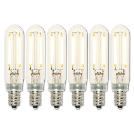 WESTINGHOUSE Bulb LED Dimmablemable 2.5W 120V T6 Filament 2700K Clear E12 Candelabra, 6PK 5158020